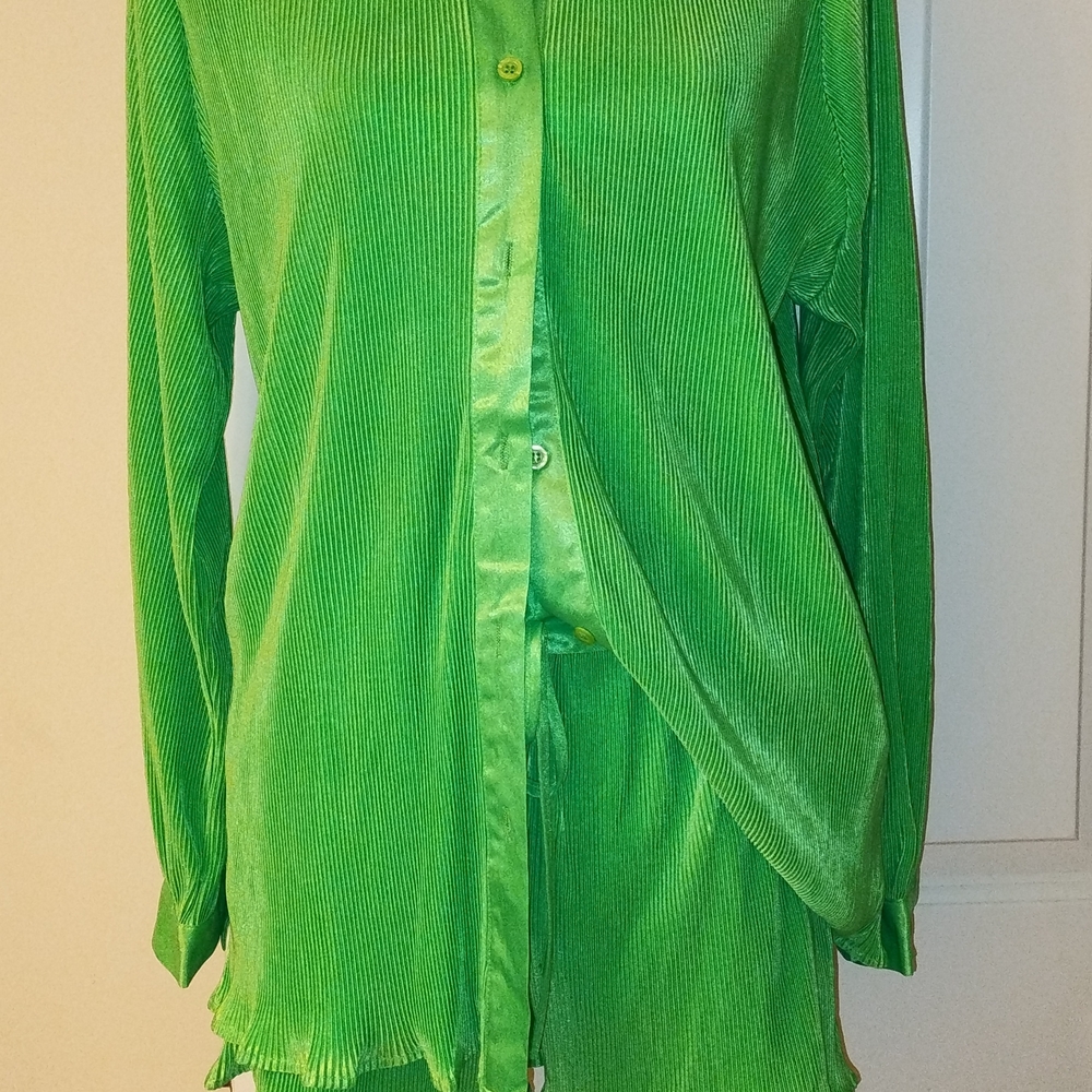 Vibrant Green Button-Up Shirt